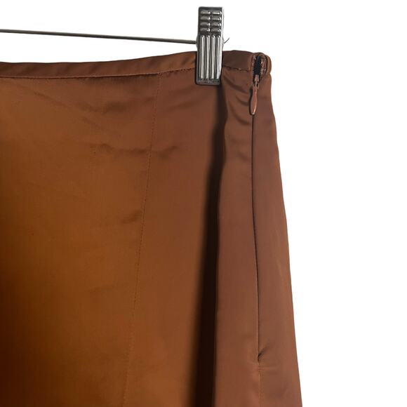 Club Monaco Trycia Brown Satin Bias Slip Slit Maxi Skirt Size 8 - Picture 8 of 14